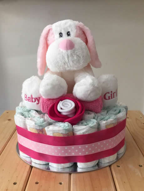 Baby Girl Puppy Nappy Cake
